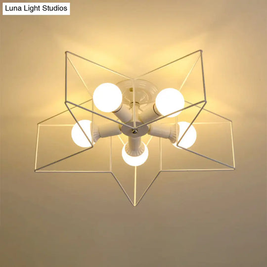 Simplicity Star - Shape 5 Head Flush Ceiling Light Fixture For Bedroom