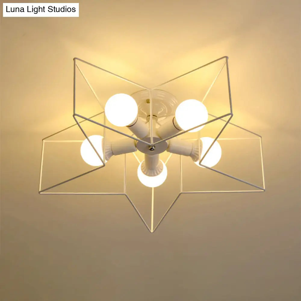 Simplicity Star-Shape 5 Head Flush Ceiling Light Fixture For Bedroom