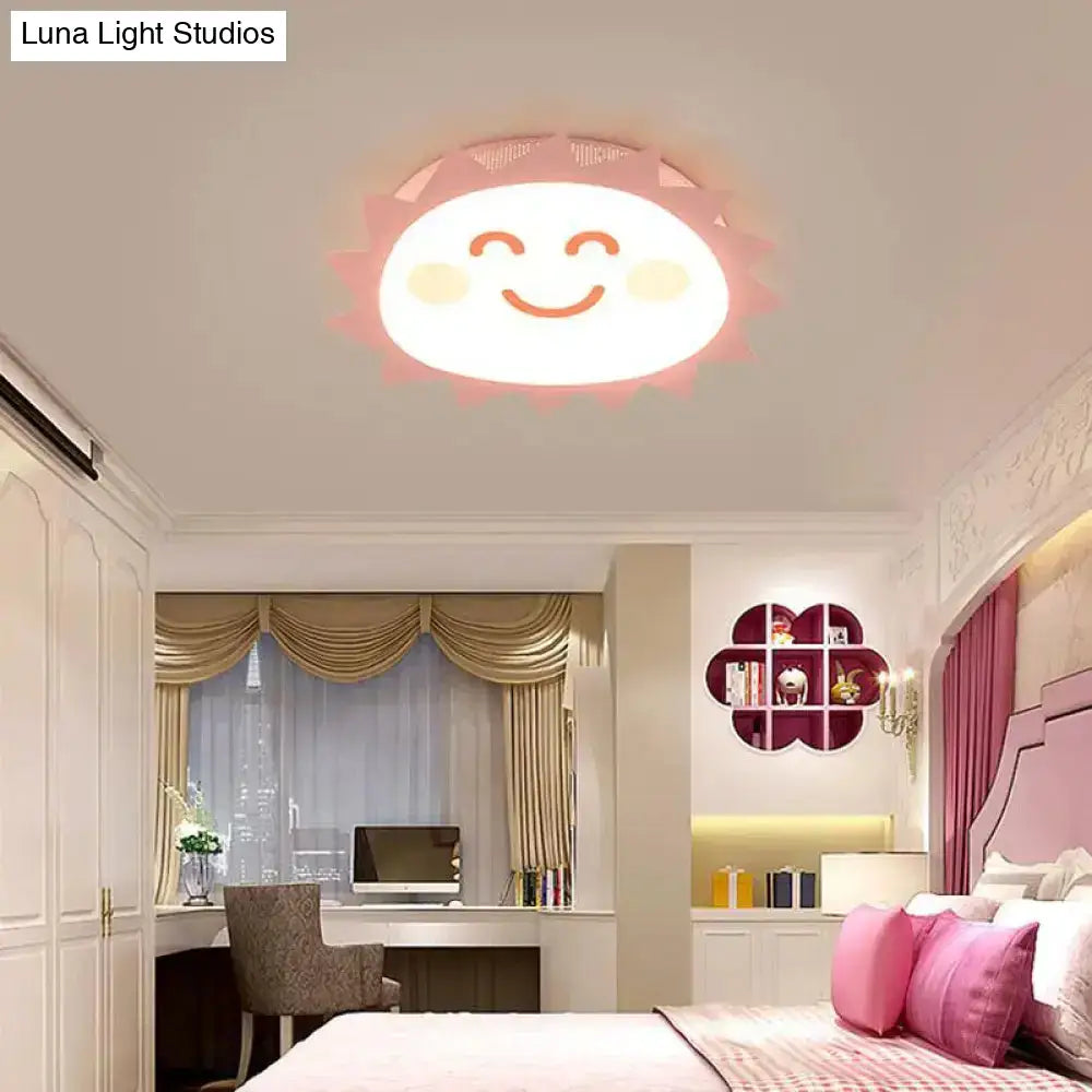 Simplicity Sun Shaped Led Flush Mount Lamp For Girls Bedroom