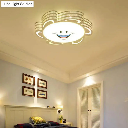 Simplicity Sun Shaped Led Flush Mount Lamp For Girls Bedroom