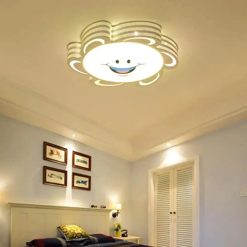 Simplicity Sun Shaped Led Flush Mount Lamp For Girls Bedroom Yellow