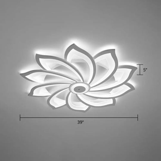 Simplicity Sunflower Led Flush Mount Ceiling Light Fixture In White - Perfect For Living Room 10 /