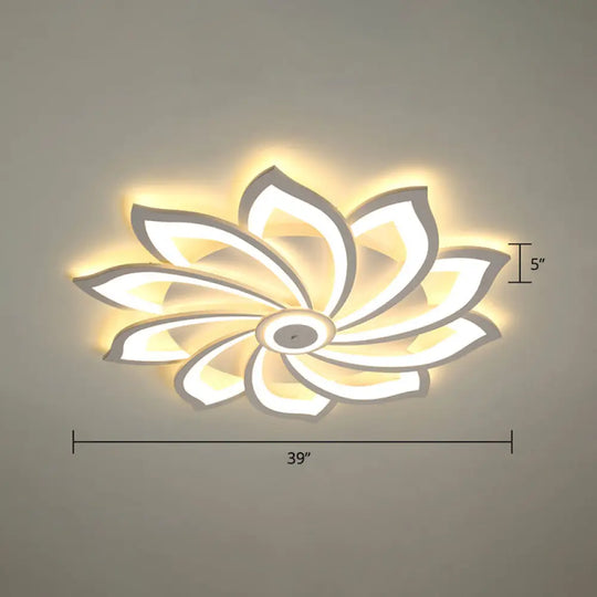 Simplicity Sunflower Led Flush Mount Ceiling Light Fixture In White - Perfect For Living Room 10 /