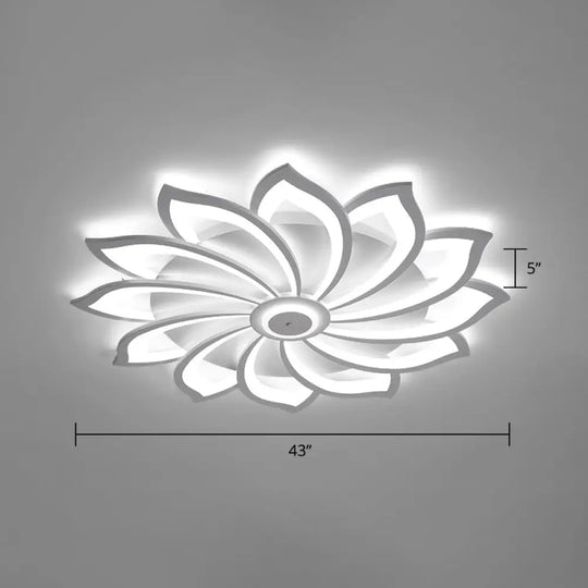 Simplicity Sunflower Led Flush Mount Ceiling Light Fixture In White - Perfect For Living Room 12 /