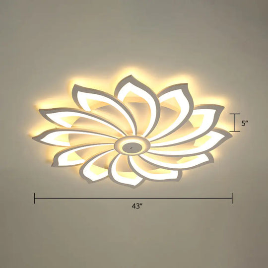 Simplicity Sunflower Led Flush Mount Ceiling Light Fixture In White - Perfect For Living Room 12 /