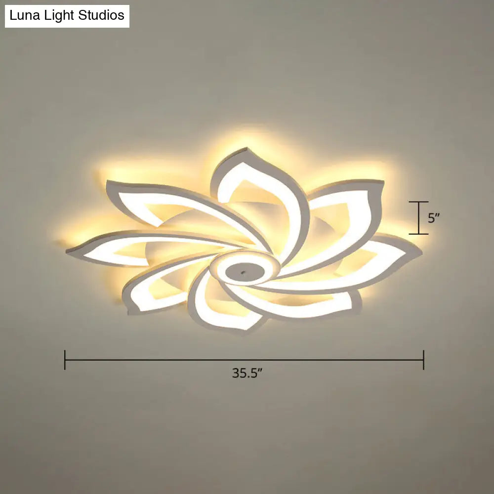 Simplicity Sunflower Led Flush Mount Ceiling Light Fixture In White - Perfect For Living Room 8 /