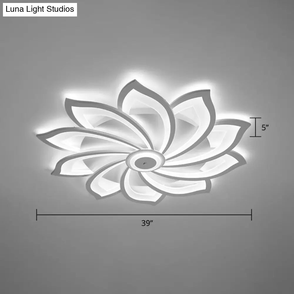 Simplicity Sunflower Led Flush Mount Ceiling Light Fixture In White - Perfect For Living Room 10 /