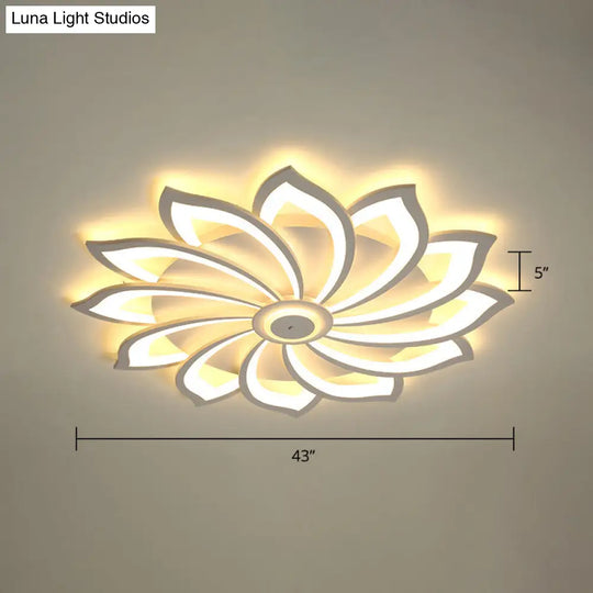 Simplicity Sunflower Led Flush Mount Ceiling Light Fixture In White - Perfect For Living Room 12 /