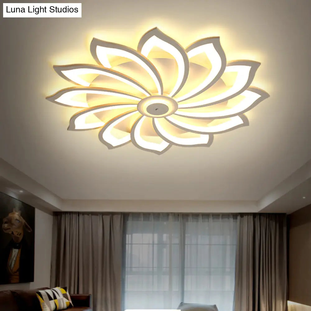 Simplicity Sunflower Led Flush Mount Ceiling Light Fixture In White - Perfect For Living Room