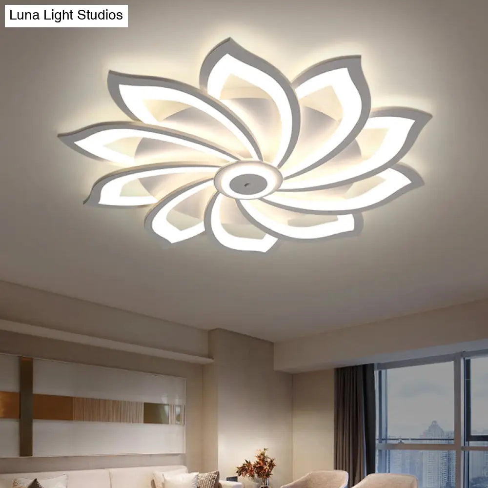 Simplicity Sunflower Led Flush Mount Ceiling Light Fixture In White - Perfect For Living Room