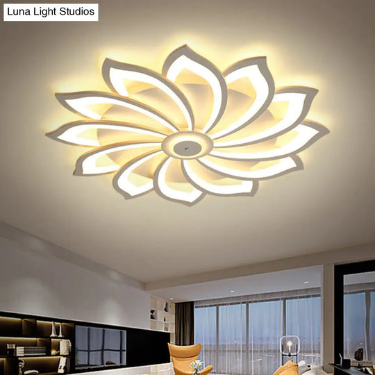 Simplicity Sunflower Led Flush Mount Ceiling Light Fixture In White - Perfect For Living Room