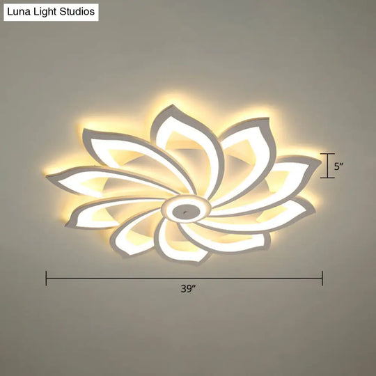 Simplicity Sunflower Led Flush Mount Ceiling Light Fixture In White - Perfect For Living Room 10 /