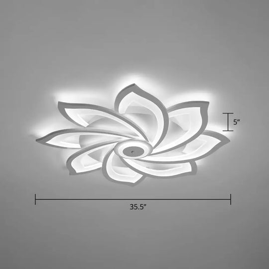 Simplicity Sunflower Led Flush Mount Ceiling Light Fixture In White - Perfect For Living Room 8 /