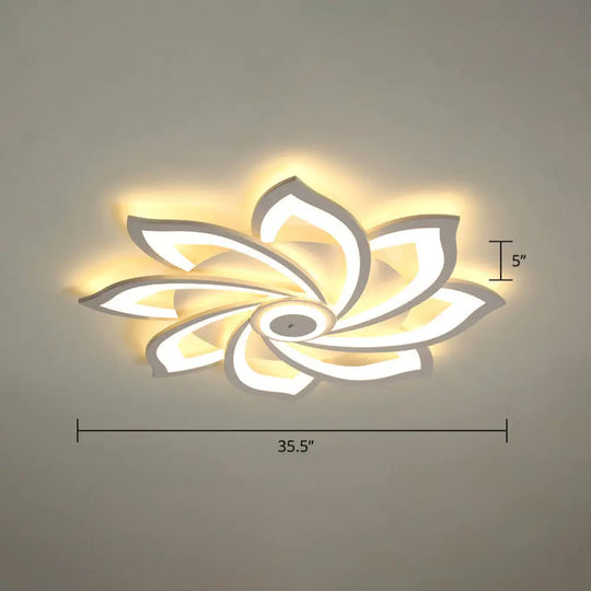 Simplicity Sunflower Led Flush Mount Ceiling Light Fixture In White - Perfect For Living Room 8 /