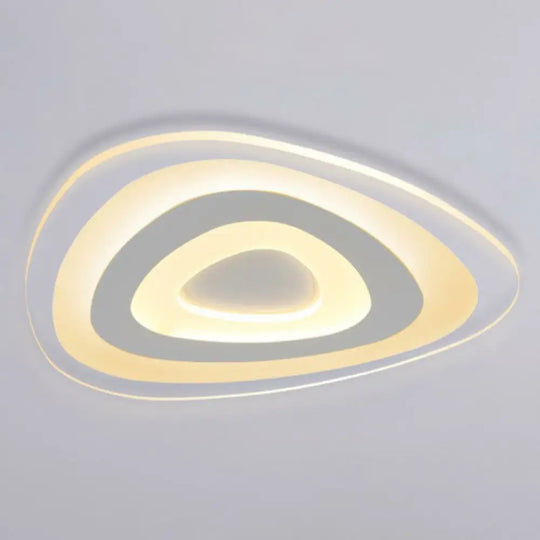 Simplicity Ultra-Thin Led Flush Mount Light In White For Living Room Ceiling / 8 Warm