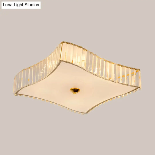 Simplicity White Flush Mount Lamp With Clear Crystal Shade - 6 Lights