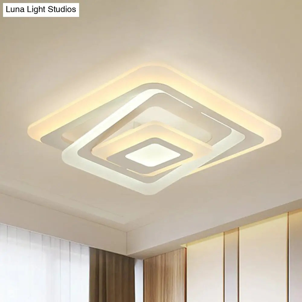 Simplicity White Led Acrylic Flush Mount Light - Perfect For Living Room Ceiling / 19.5