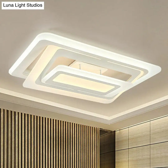 Simplicity White Led Acrylic Flush Mount Light - Perfect For Living Room Ceiling