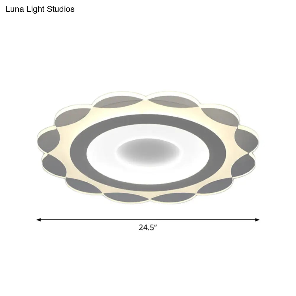 Simplicity White Led Flushmount Light With Acrylic Bloom Design In Warm/White 16.5’/24.5’/31’ Wide