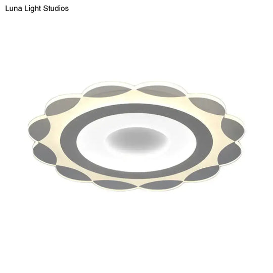 Simplicity White Led Flushmount Light With Acrylic Bloom Design In Warm/White 16.5’/24.5’/31’ Wide