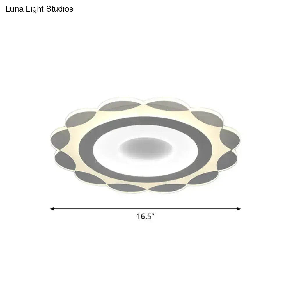 Simplicity White Led Flushmount Light With Acrylic Bloom Design In Warm/White 16.5’/24.5’/31’ Wide