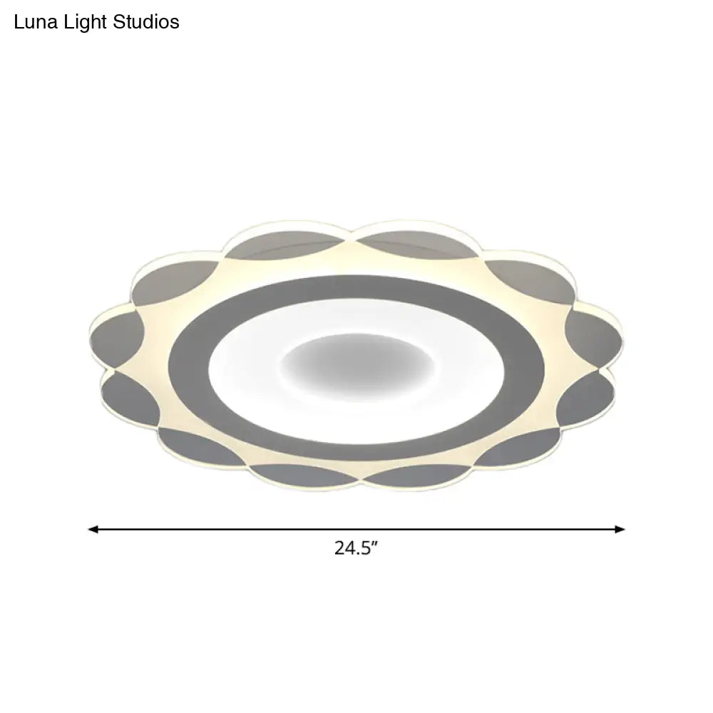 Simplicity White Led Flushmount Light With Acrylic Bloom Design In Warm/White 16.5/24.5/31 Wide