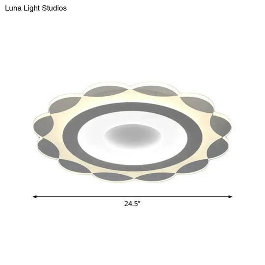 Simplicity White Led Flushmount Light With Acrylic Bloom Design In Warm/White 16.5’/24.5’/31’ Wide