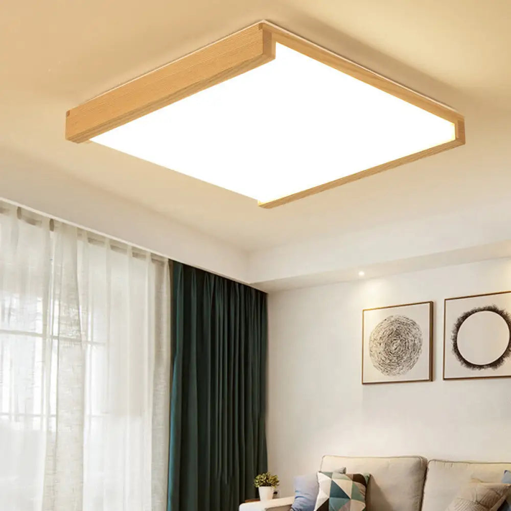 Simplicity Wood Led Flush Mount Ceiling Light For Bedroom / 14.5’ Natural