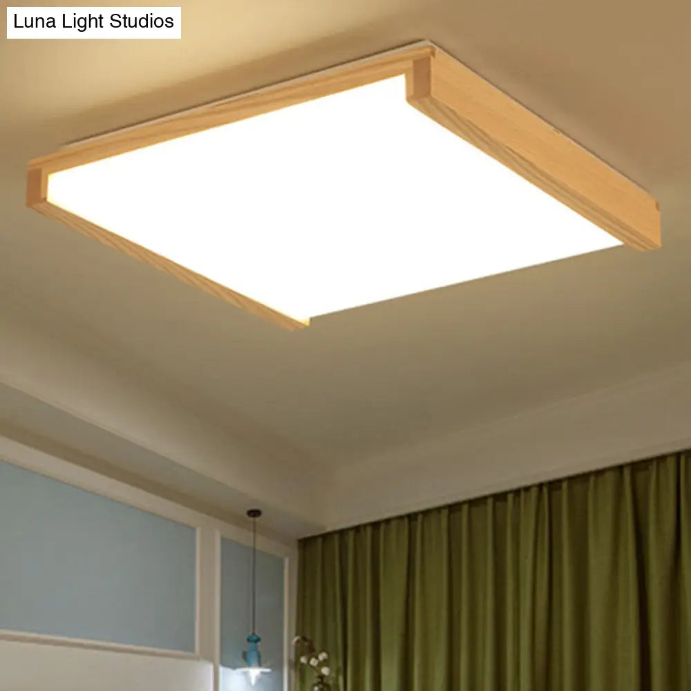 Simplicity Wood Led Flush Mount Ceiling Light For Bedroom