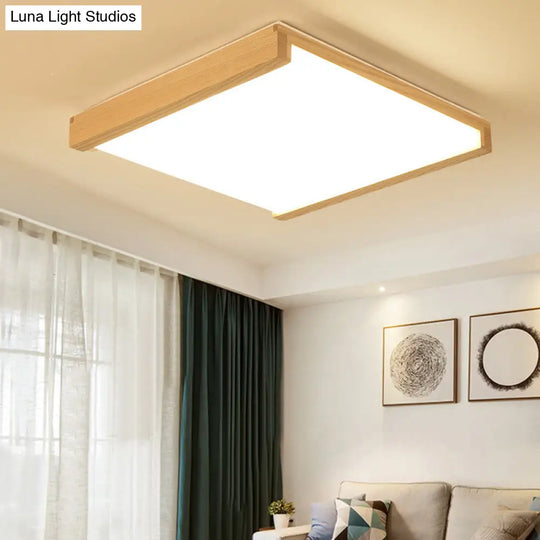 Simplicity Wood Led Flush Mount Ceiling Light For Bedroom / 14.5 Natural