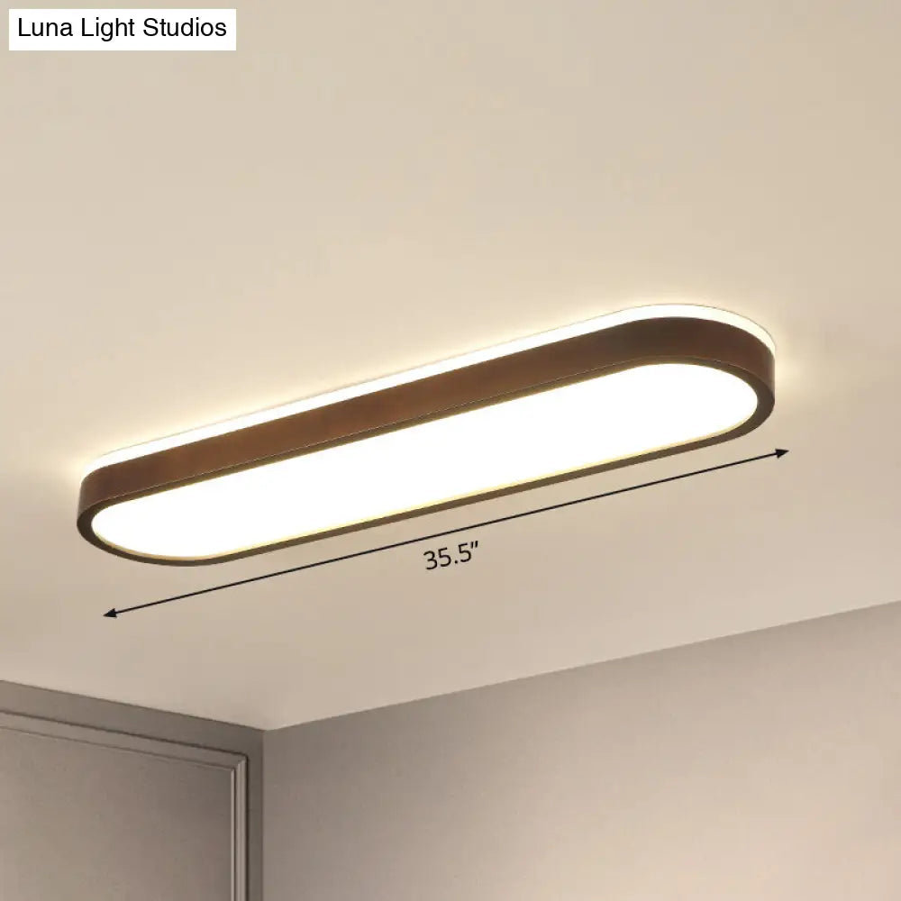 Simplicity Wooden Brown Led Ceiling Light For Aisle - Surface Mount