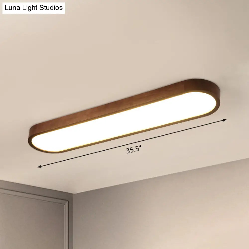 Simplicity Wooden Brown Led Ceiling Light For Aisle - Surface Mount