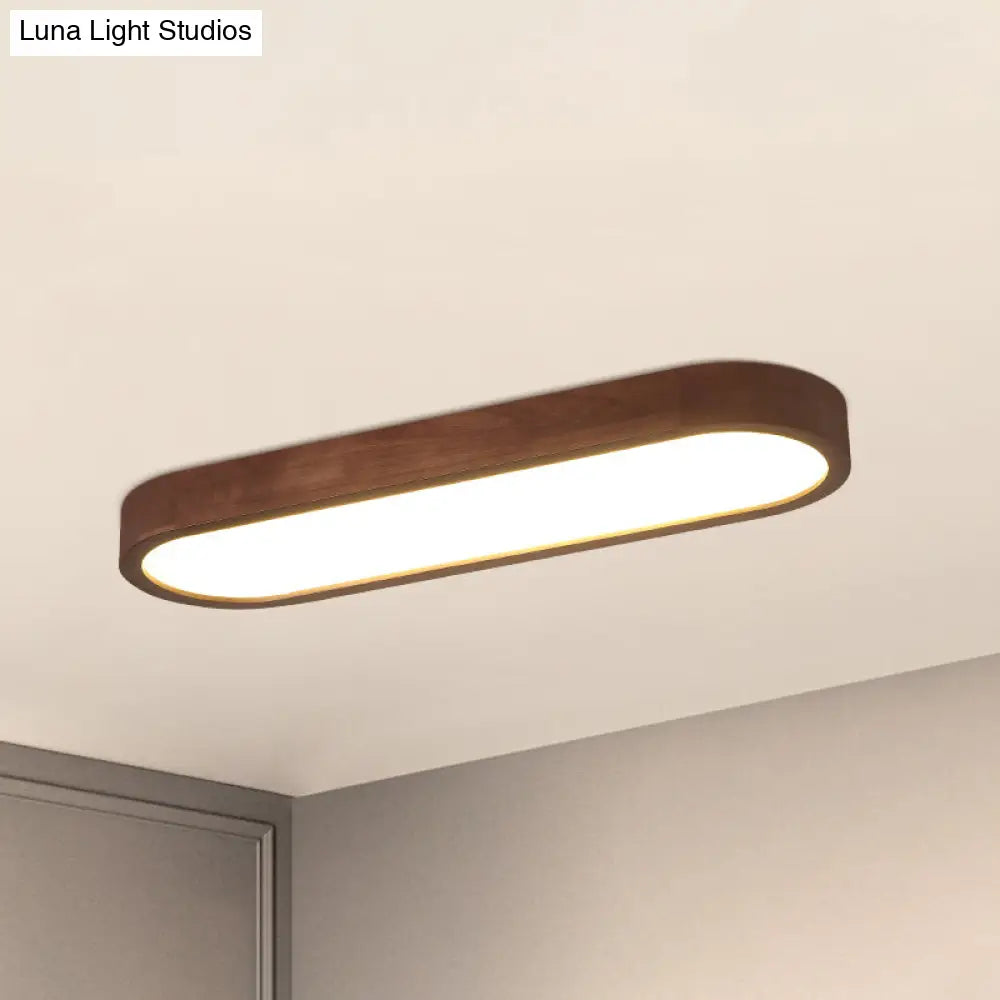 Simplicity Wooden Brown Led Ceiling Light For Aisle - Surface Mount / 25.5 Single-Sided