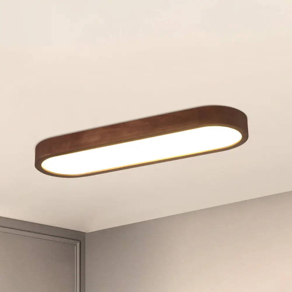 Simplicity Wooden Brown Led Ceiling Light For Aisle - Surface Mount / 25.5’ Single - Sided