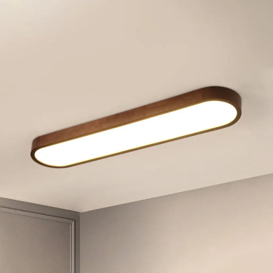 Simplicity Wooden Brown Led Ceiling Light For Aisle - Surface Mount / 35.5’ Single - Sided