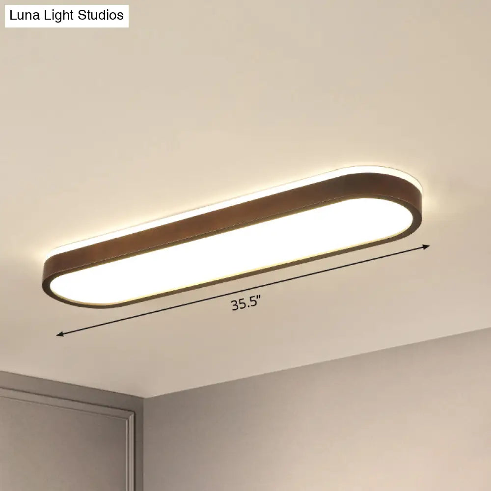 Simplicity Wooden Brown Led Ceiling Light For Aisle - Surface Mount