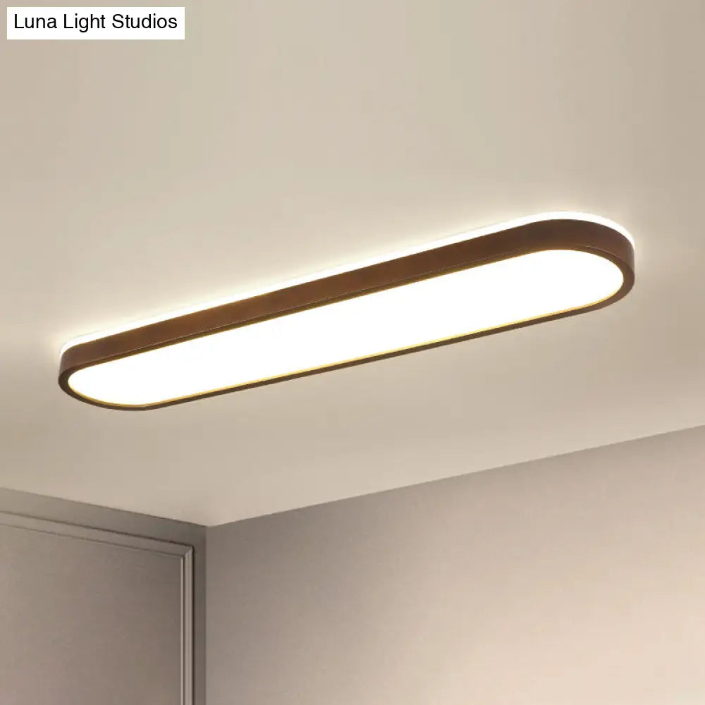 Simplicity Wooden Brown Led Ceiling Light For Aisle - Surface Mount / 47.5 Double-Sided