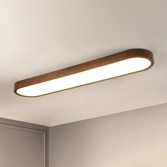 Simplicity Wooden Brown Led Ceiling Light For Aisle - Surface Mount / 47.5’ Single - Sided