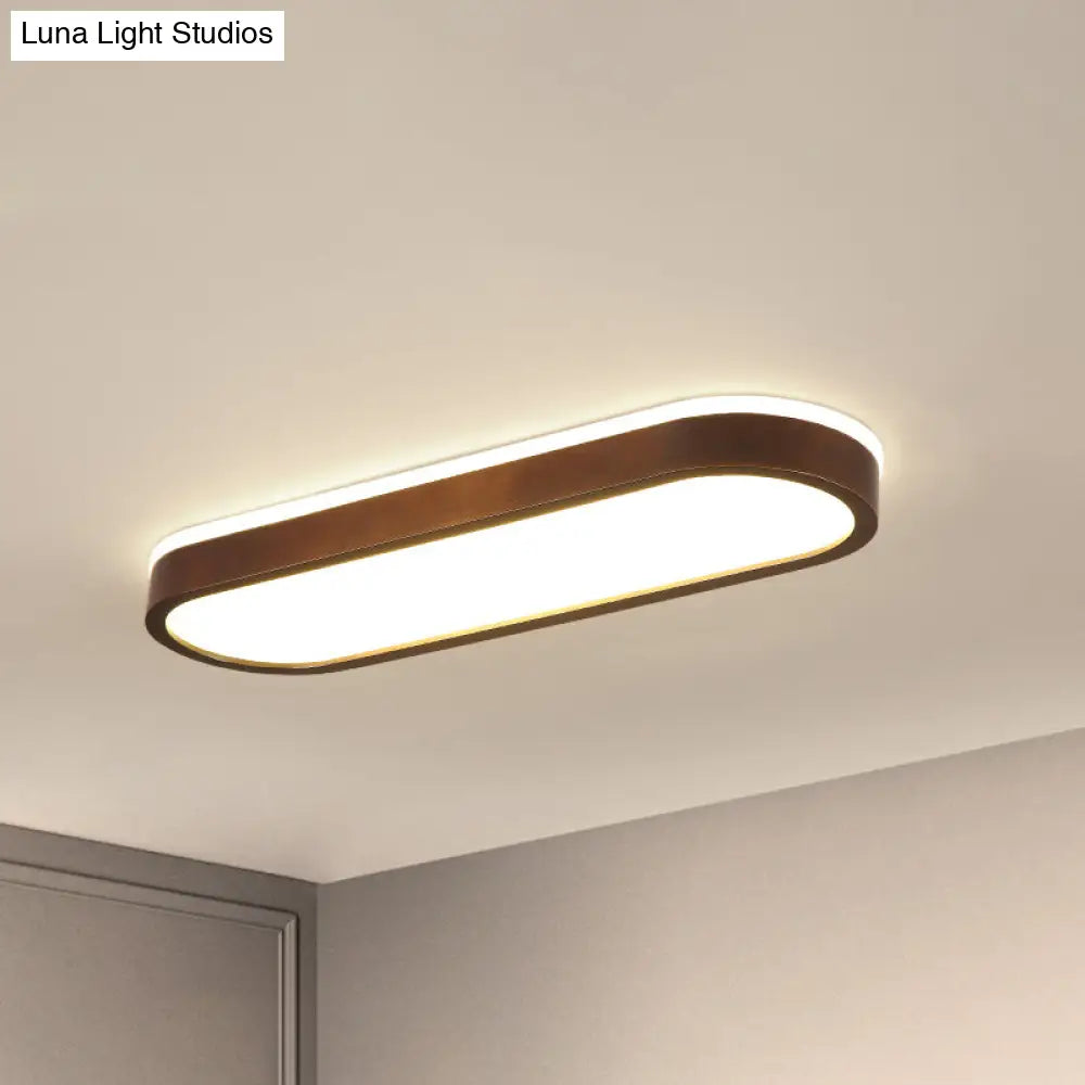 Simplicity Wooden Brown Led Ceiling Light For Aisle - Surface Mount / 25.5 Double-Sided