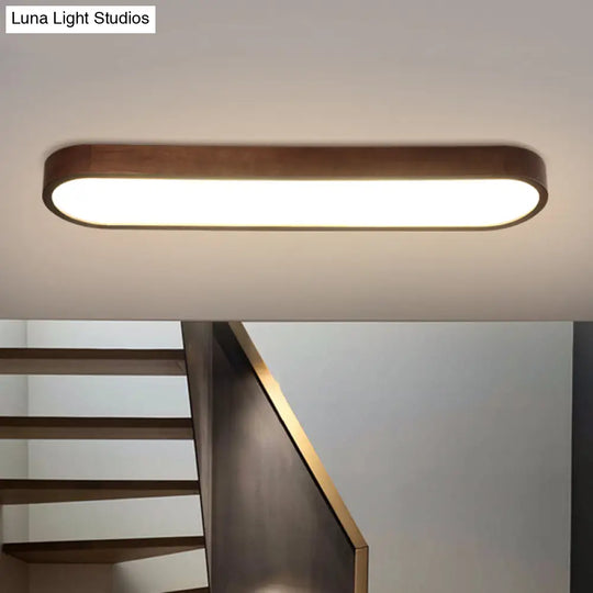 Simplicity Wooden Brown Led Ceiling Light For Aisle - Surface Mount