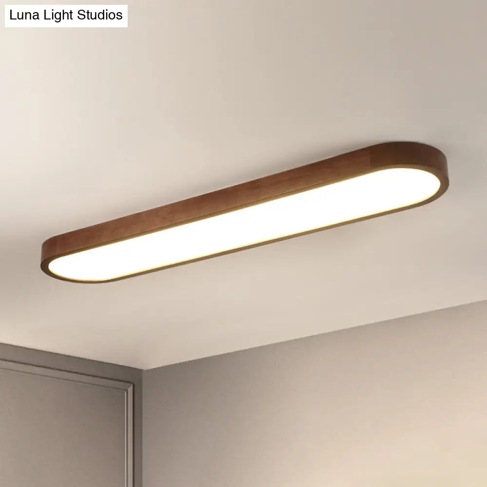 Simplicity Wooden Brown Led Ceiling Light For Aisle - Surface Mount / 47.5 Single-Sided