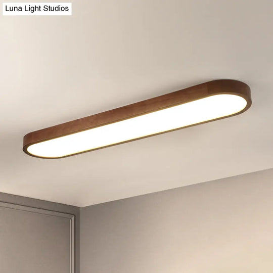 Simplicity Wooden Brown Led Ceiling Light For Aisle - Surface Mount / 47.5 Single-Sided