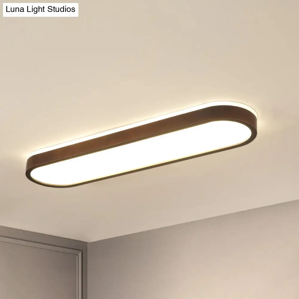 Simplicity Wooden Brown Led Ceiling Light For Aisle - Surface Mount / 35.5 Double-Sided