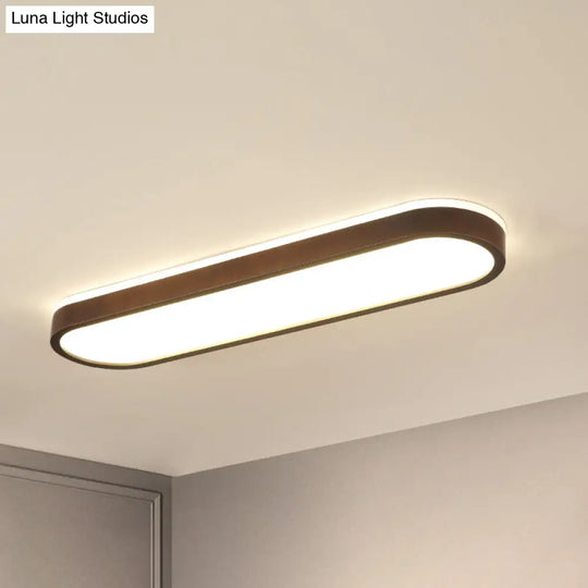 Simplicity Wooden Brown Led Ceiling Light For Aisle - Surface Mount / 35.5 Double-Sided