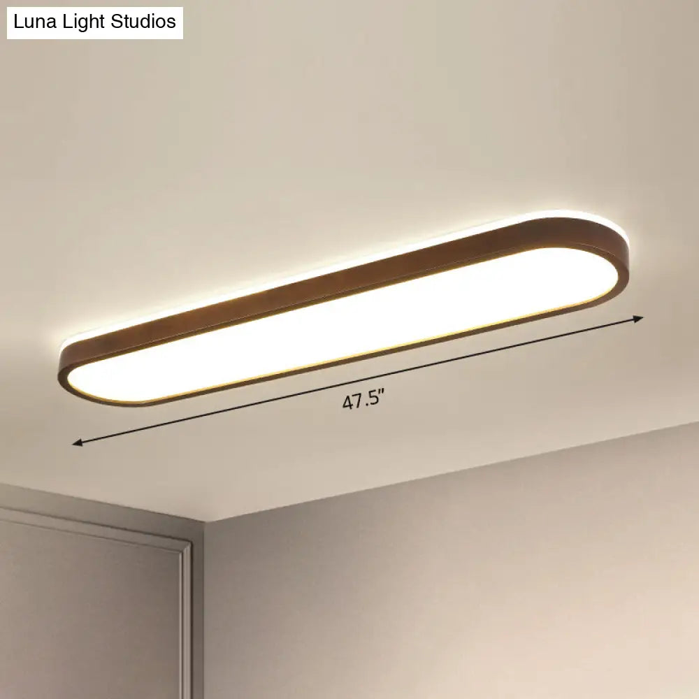 Simplicity Wooden Brown Led Ceiling Light For Aisle - Surface Mount