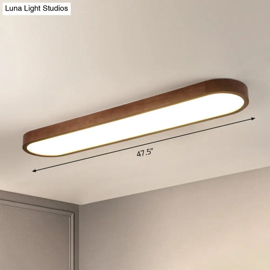 Simplicity Wooden Brown Led Ceiling Light For Aisle - Surface Mount