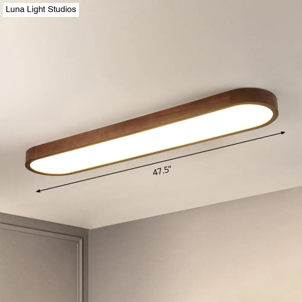 Simplicity Wooden Brown Led Ceiling Light For Aisle - Surface Mount