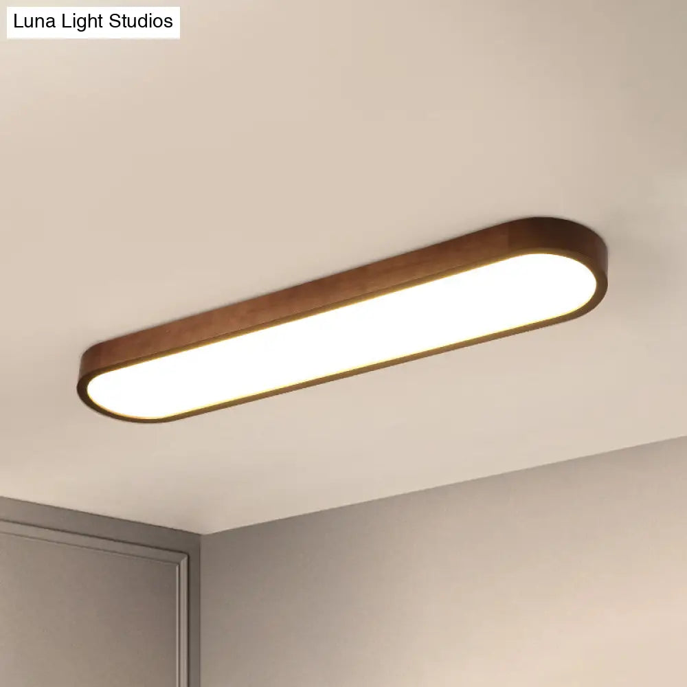 Simplicity Wooden Brown Led Ceiling Light For Aisle - Surface Mount / 35.5 Single-Sided