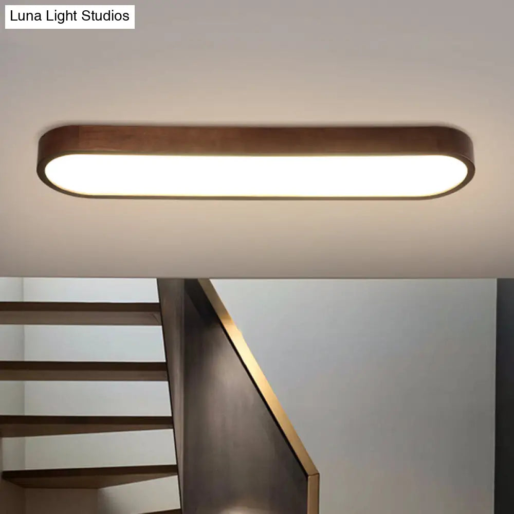 Simplicity Wooden Brown Led Ceiling Light For Aisle - Surface Mount