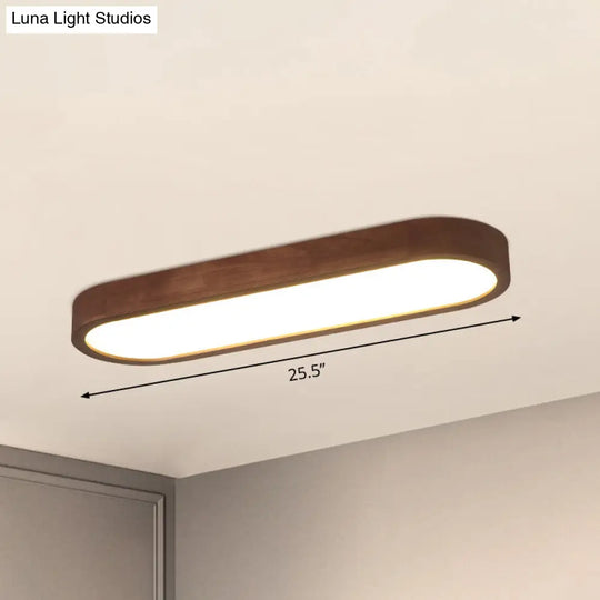 Simplicity Wooden Brown Led Ceiling Light For Aisle - Surface Mount